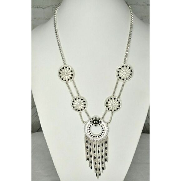 Native American Style Silvertone Necklace - Picture 1 of 5